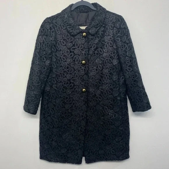 Kate Spade Lace Franny Coat Jacket 3/4 Sleeve Formal All That Glitters Gold Det.